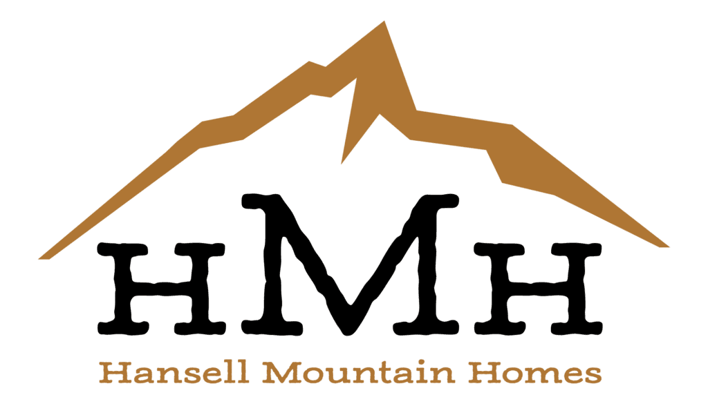 Logo of Hansell Mountain Homes featuring a stylized brown mountain graphic above the company name in brown text.